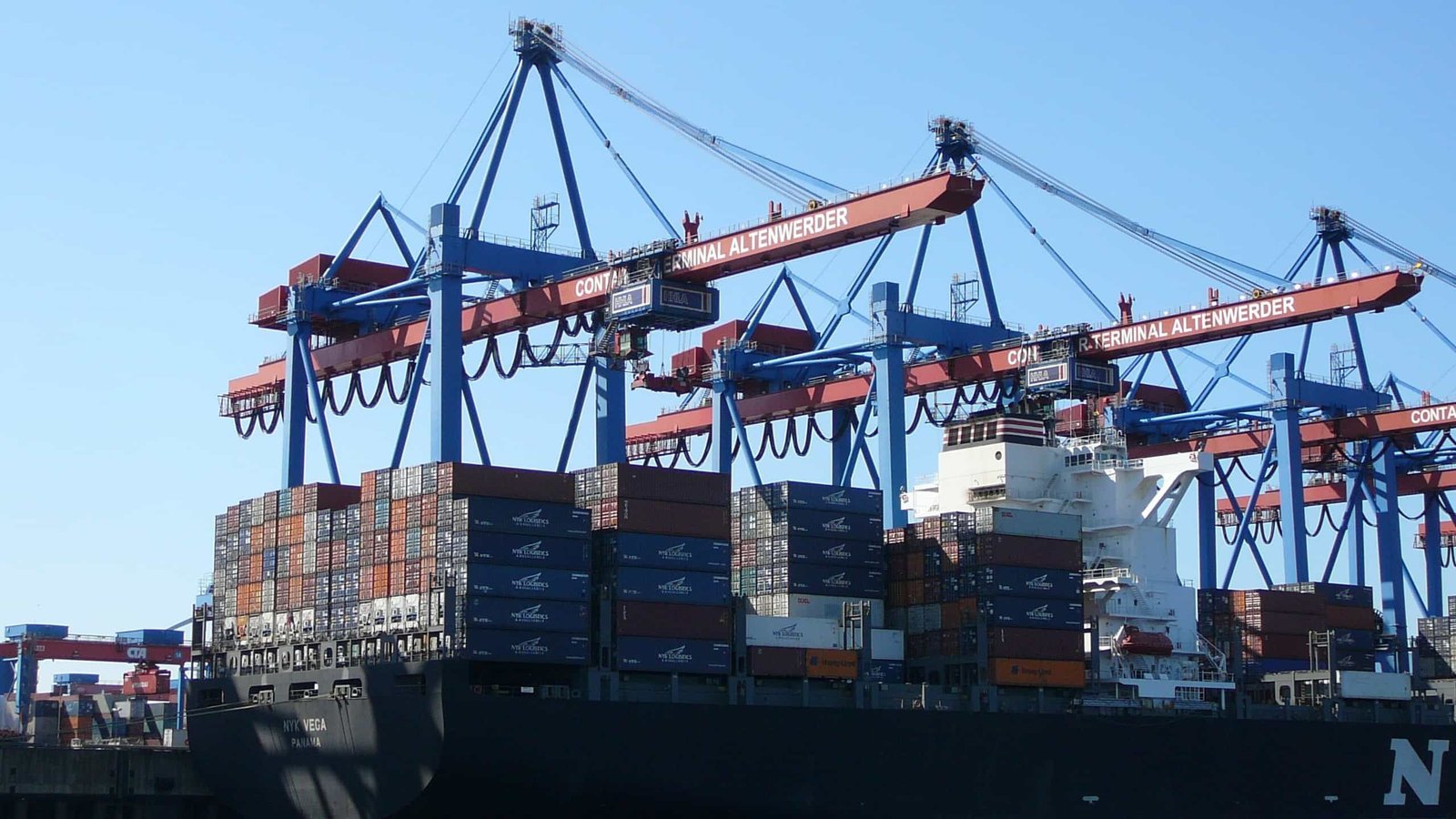 Containers stacked at the terminal